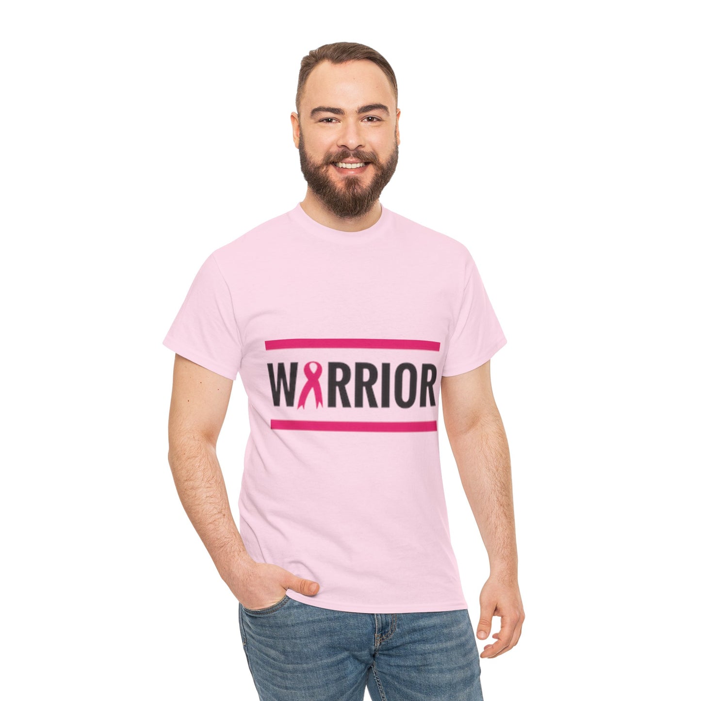 Breast Cancer Warrior Tee, Unisex Heavy Cotton T-Shirt, Cancer Awareness Shirt, Supportive Gift, Fight Like A Warrior Tee