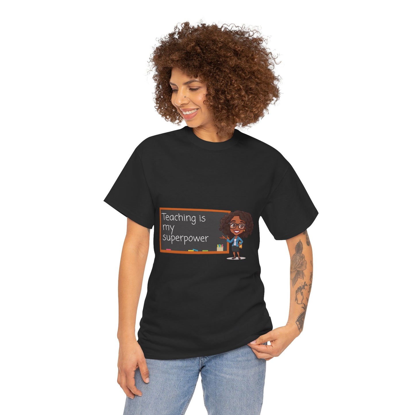 Teaching is My Superpower Tee, Cute Teacher Shirt, Gift for Educators, Back to School, Classroom Apparel, Unisex Cotton T-Shirt