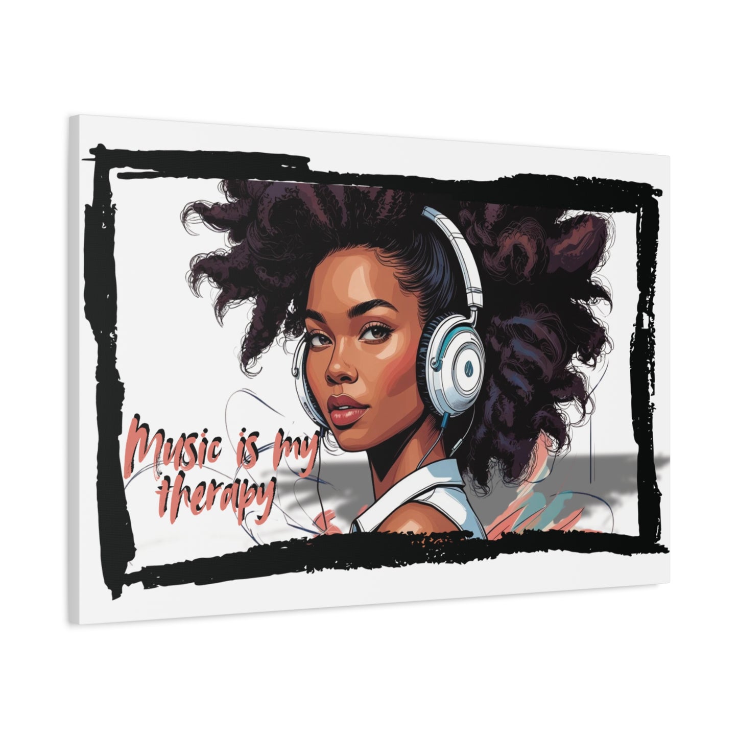 Canvas Wall Art, Headphones Music is my therapy, Home Decor, Gift for Music Lovers, Bedroom Decor, Office Decor, Inspirational Art, Modern