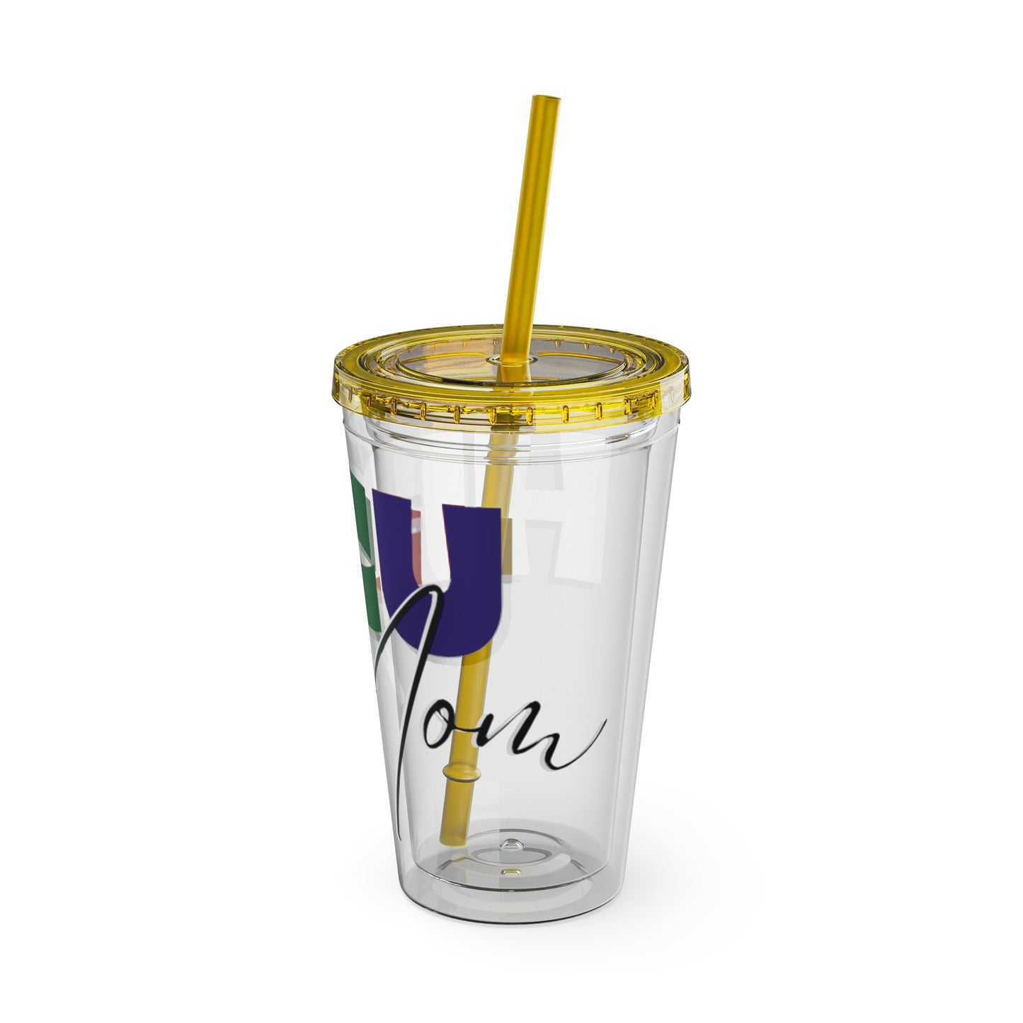 HBCU Mom Sunsplash Tumbler: Colorful Travel Cup, BPA-Free, Perfect for Summer Drinks, Gift for Friends, Eco-Friendly, Party Favor