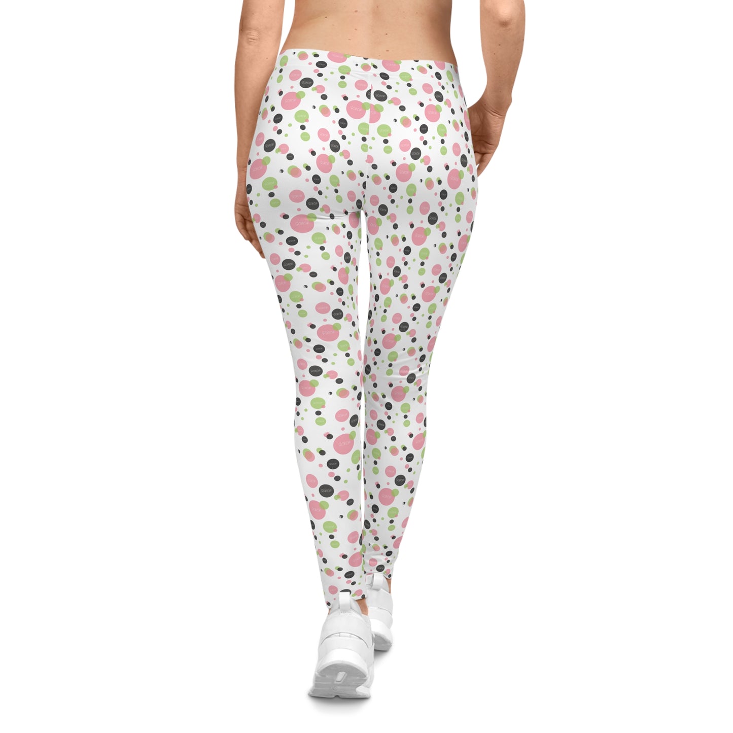 Soror Polka Dot Leggings W, Women's Leggings, Casual Pants, Pink and Green Leggings, Bold Patterned Tights