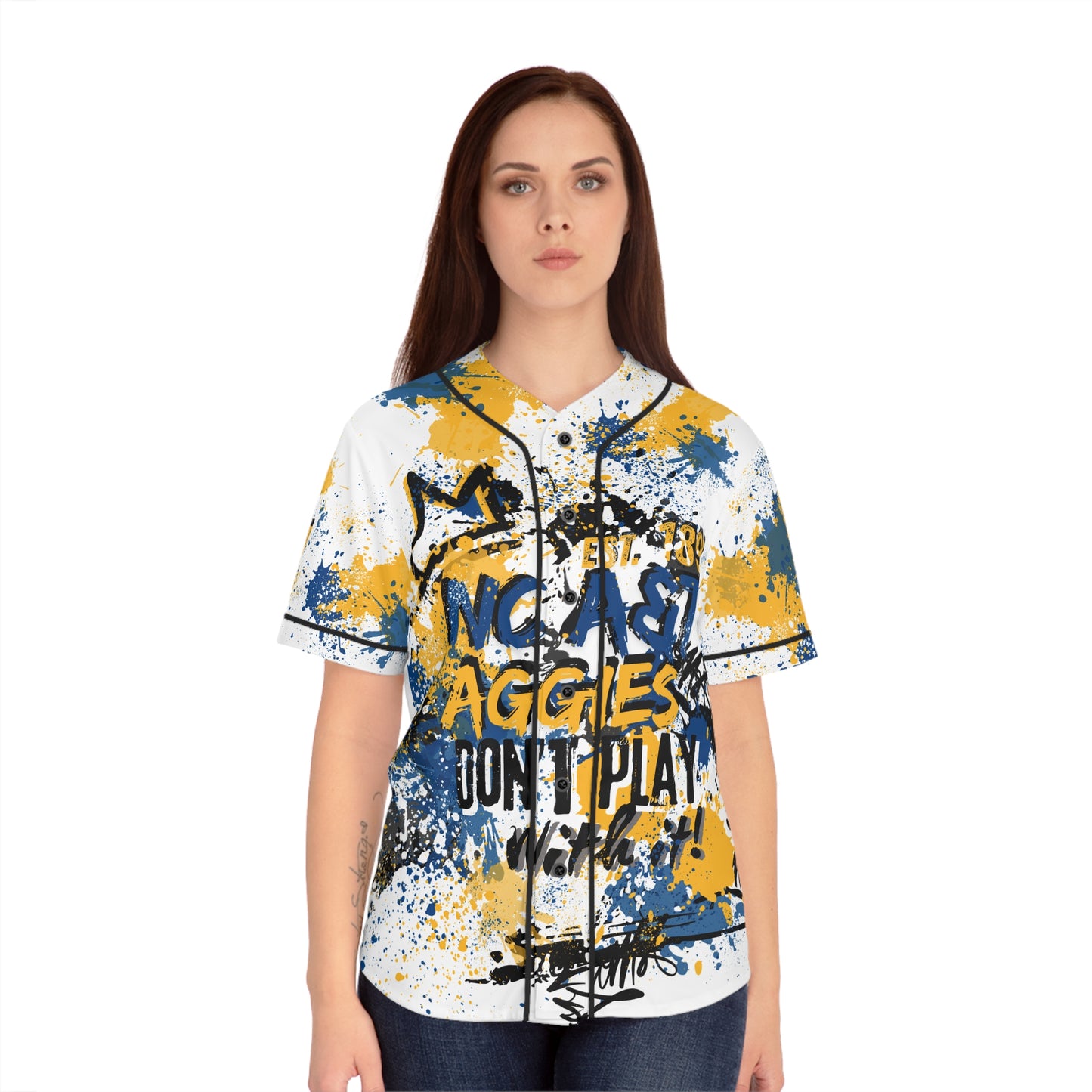 Aggies Graffiti Womens Baseball Jersey, Street Art Shirt, Urban Style Top, Spray Paint Tee, Hip Hop Clothing