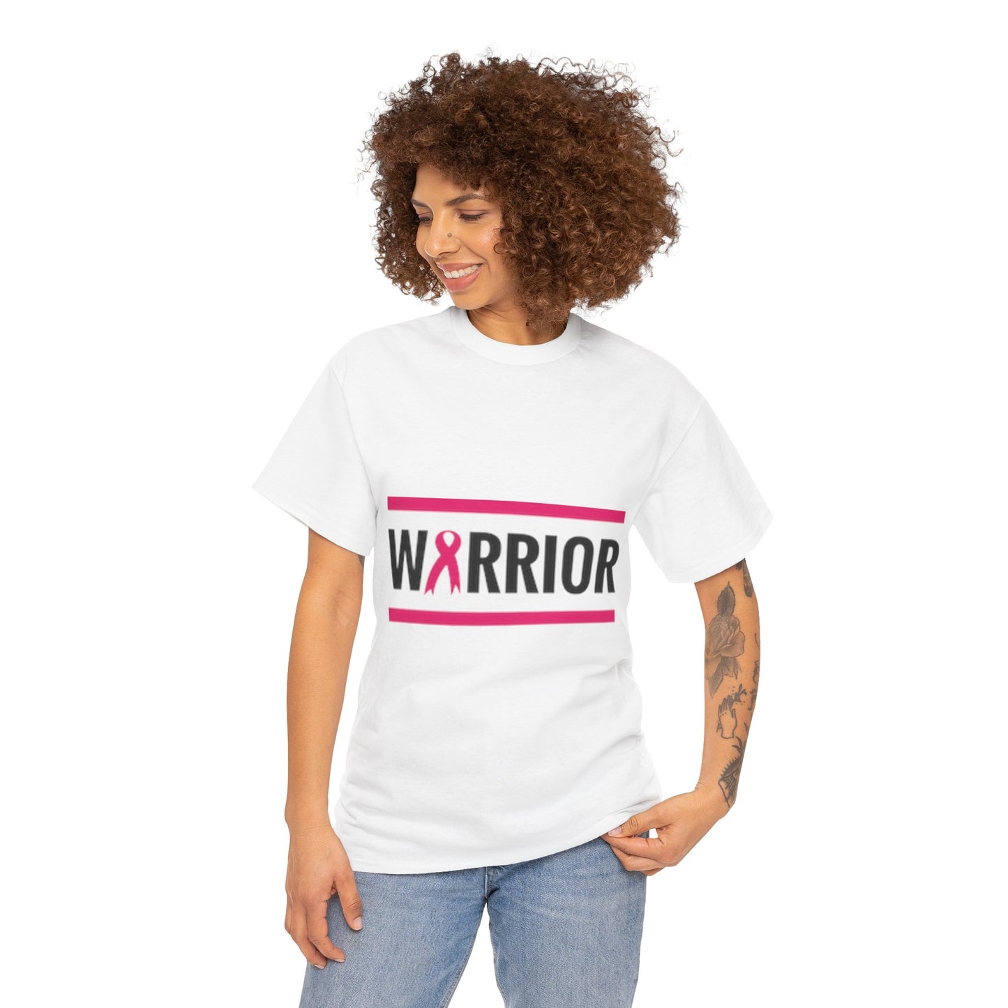 Breast Cancer Warrior Tee, Unisex Heavy Cotton T-Shirt, Cancer Awareness Shirt, Supportive Gift, Fight Like A Warrior Tee
