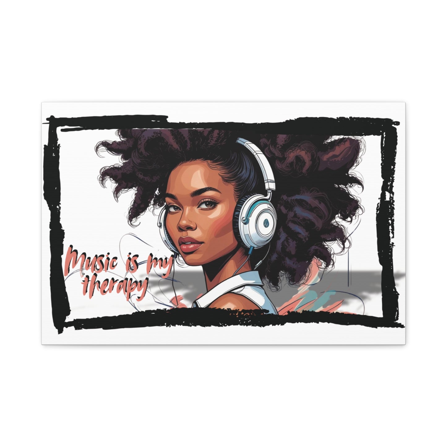 Canvas Wall Art, Headphones Music is my therapy, Home Decor, Gift for Music Lovers, Bedroom Decor, Office Decor, Inspirational Art, Modern