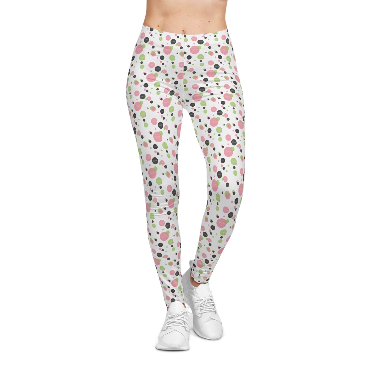 Soror Polka Dot Leggings W, Women's Leggings, Casual Pants, Pink and Green Leggings, Bold Patterned Tights
