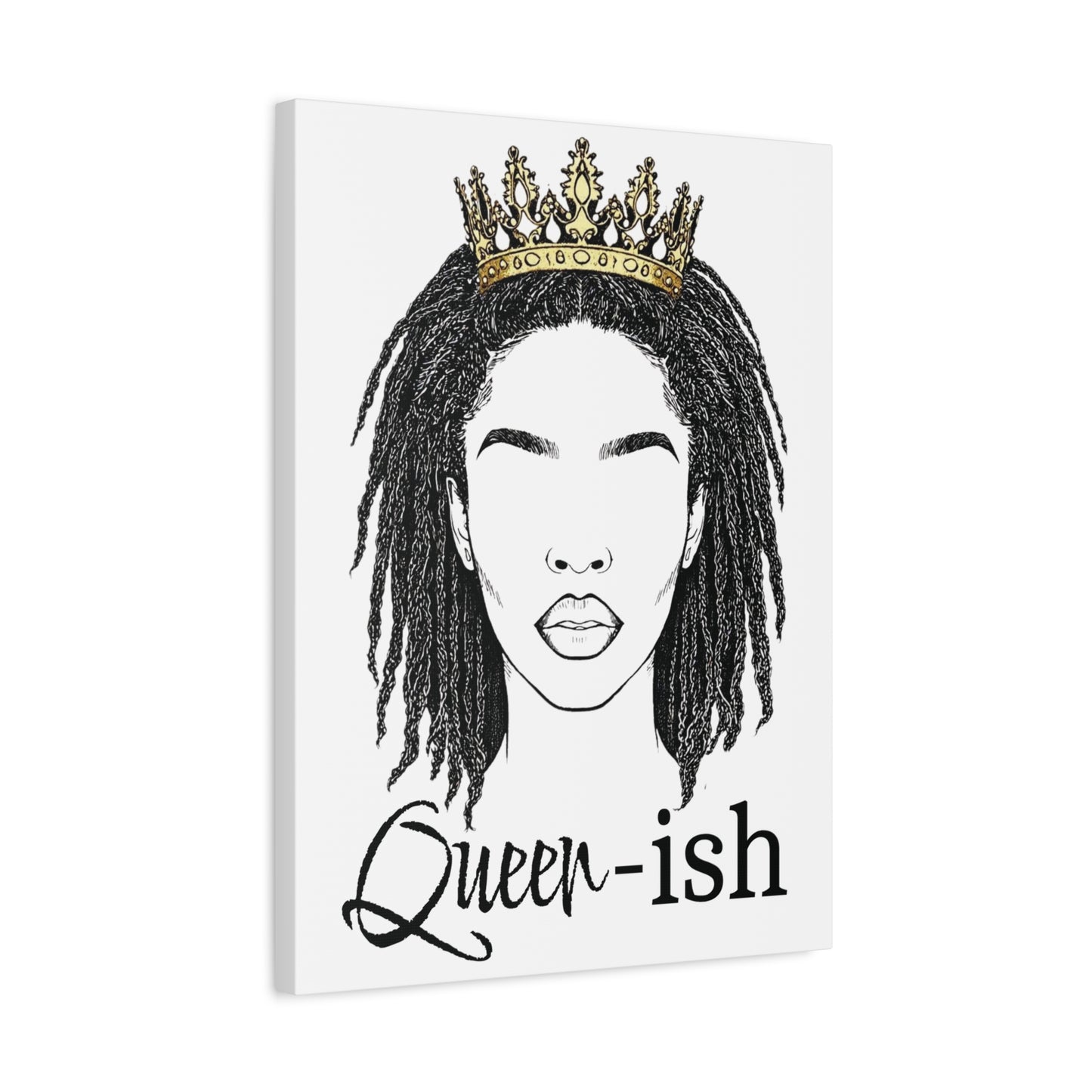 Queen-ish Canvas Wall Art — Black Woman Crown Portrait