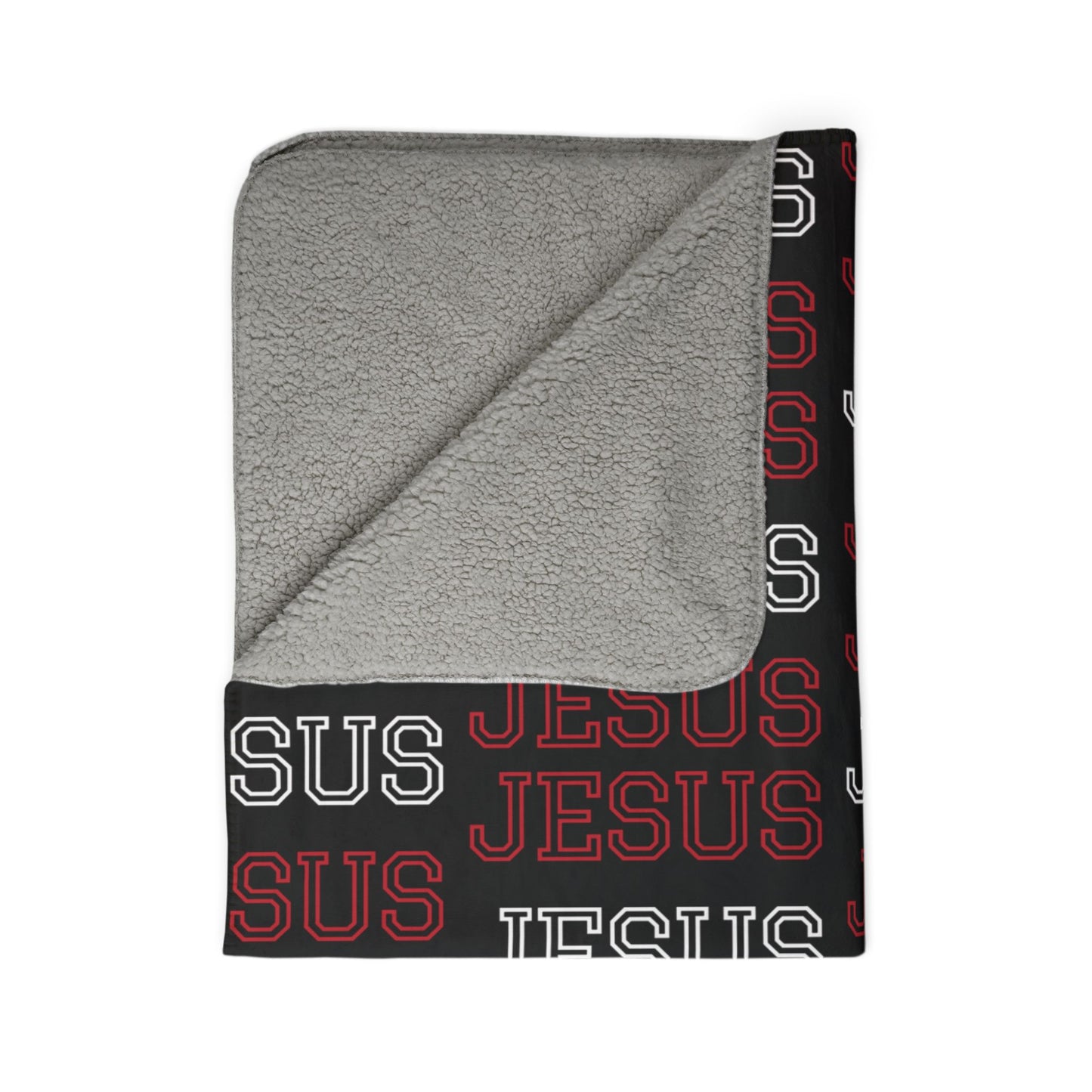 Christian Apparel Sherpa Blanket – Jesus Pattern Cozy Christian Throw | FirstGen Designs