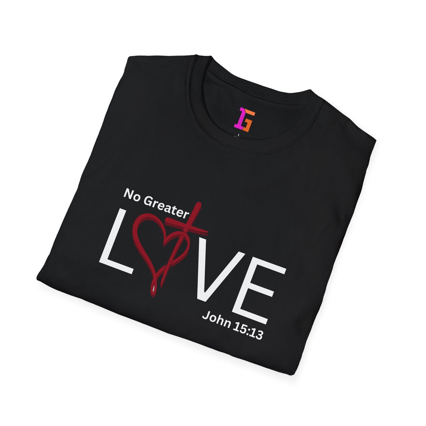 2 Love in Black Tee- No Greater Love T-Shirt - John 15:13 Christian Faith | FirstGen Designs
