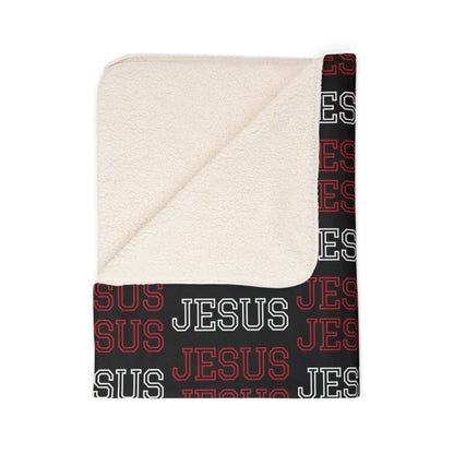 Christian Apparel Sherpa Blanket – Jesus Pattern Cozy Christian Throw | FirstGen Designs