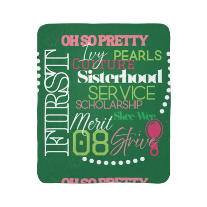 Divine Ladies Sherpa Fleece Blanket Green – Ivy Pearls Sisterhood Design | FirstGen Designs