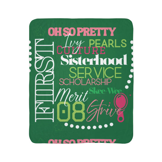 Divine Ladies Sherpa Fleece Blanket Green – Ivy Pearls Sisterhood Design | FirstGen Designs