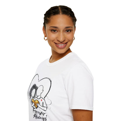 2 Love In Black Tee — Couple Heart Illustration ‘Forever, Always’ T-Shirt | FirstGen Designs