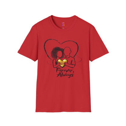 2 Love In Black Tee — Couple Heart Illustration ‘Forever, Always’ T-Shirt | FirstGen Designs