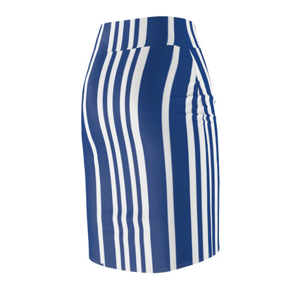Blue and White Striped Pencil Skirt, Women's Skirt, Office Wear, Business Casual, Work Attire, Summer Fashion, Knee Length Skirt
