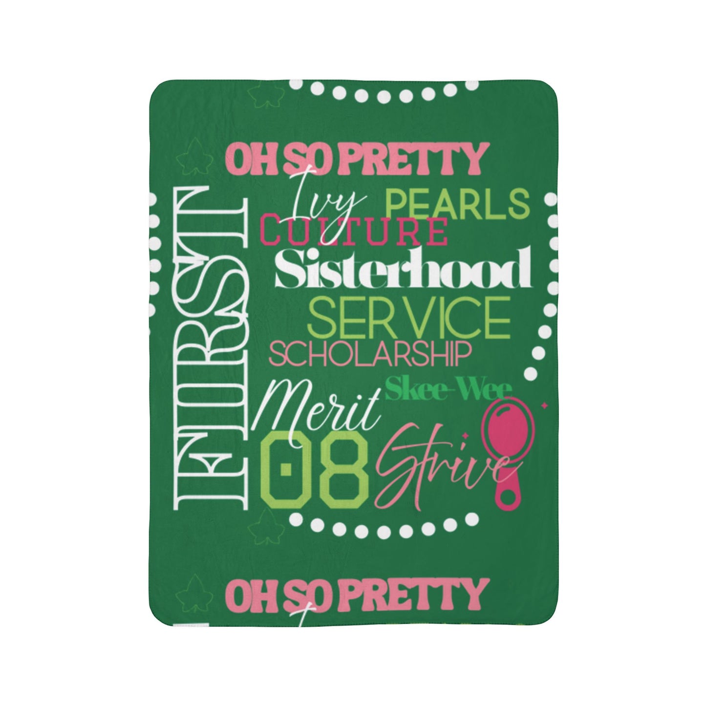 Divine Ladies Sherpa Fleece Blanket Green – Ivy Pearls Sisterhood Design | FirstGen Designs