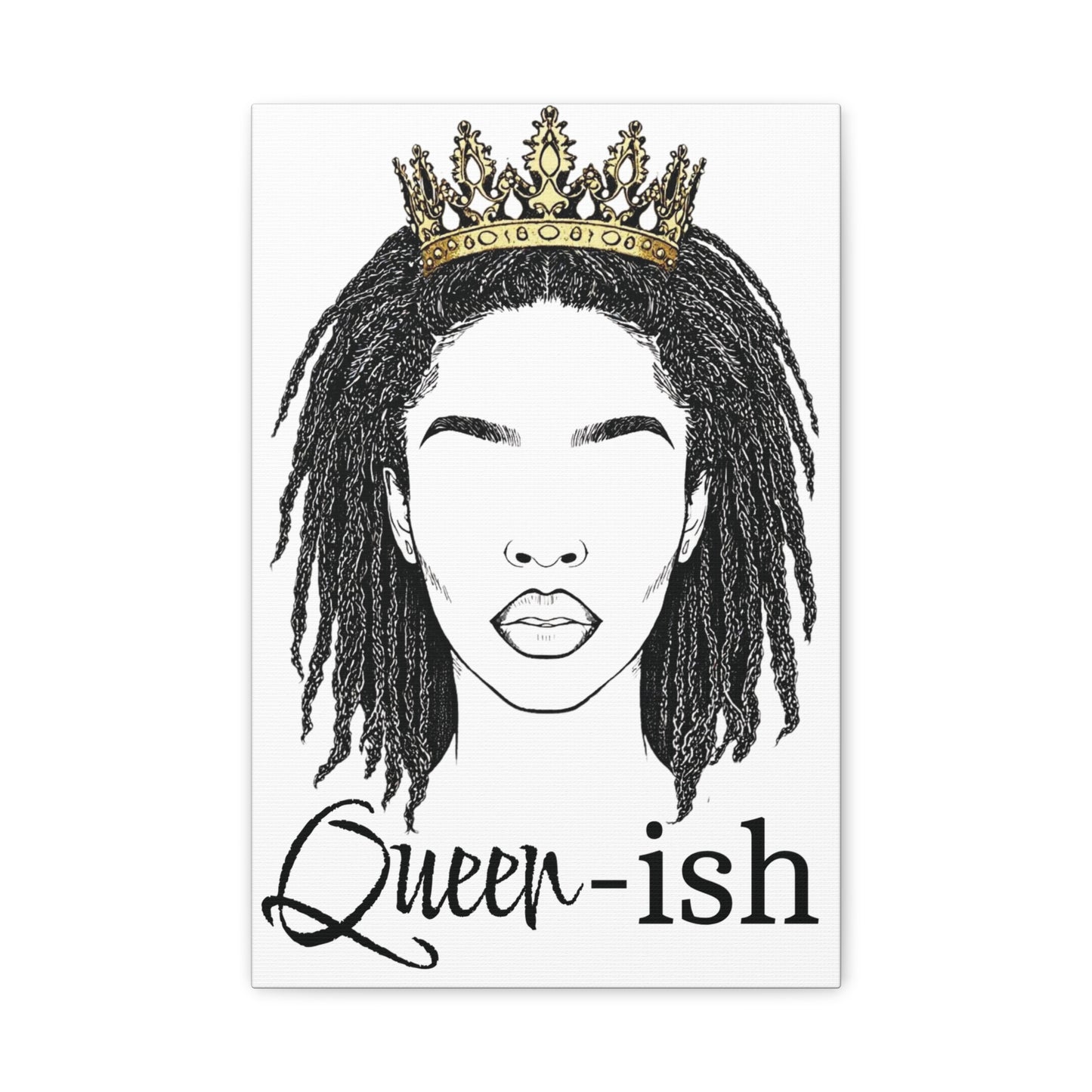 Queen-ish Canvas Wall Art — Black Woman Crown Portrait