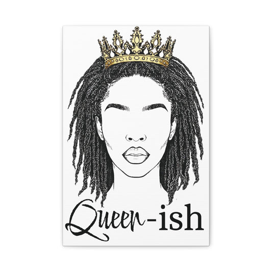 Queen-ish Canvas Wall Art — Black Woman Crown Portrait