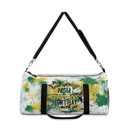 NSU White Graffiti Duffel, Sprayed Art Cool Urban Travel Gym Overnight Bag, Hipster Street Style Accessories, Unique Custom Hand Painted