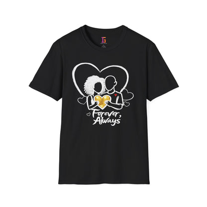 2 Love In Black Tee — Couple Heart Illustration ‘Forever, Always’ T-Shirt | FirstGen Designs