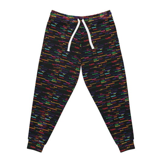 Colorful Patterned Black Athletic Joggers, Trendy Activewear, Comfortable Lounge Pants, Sporty Casual Wear, Unique Jogging Pants