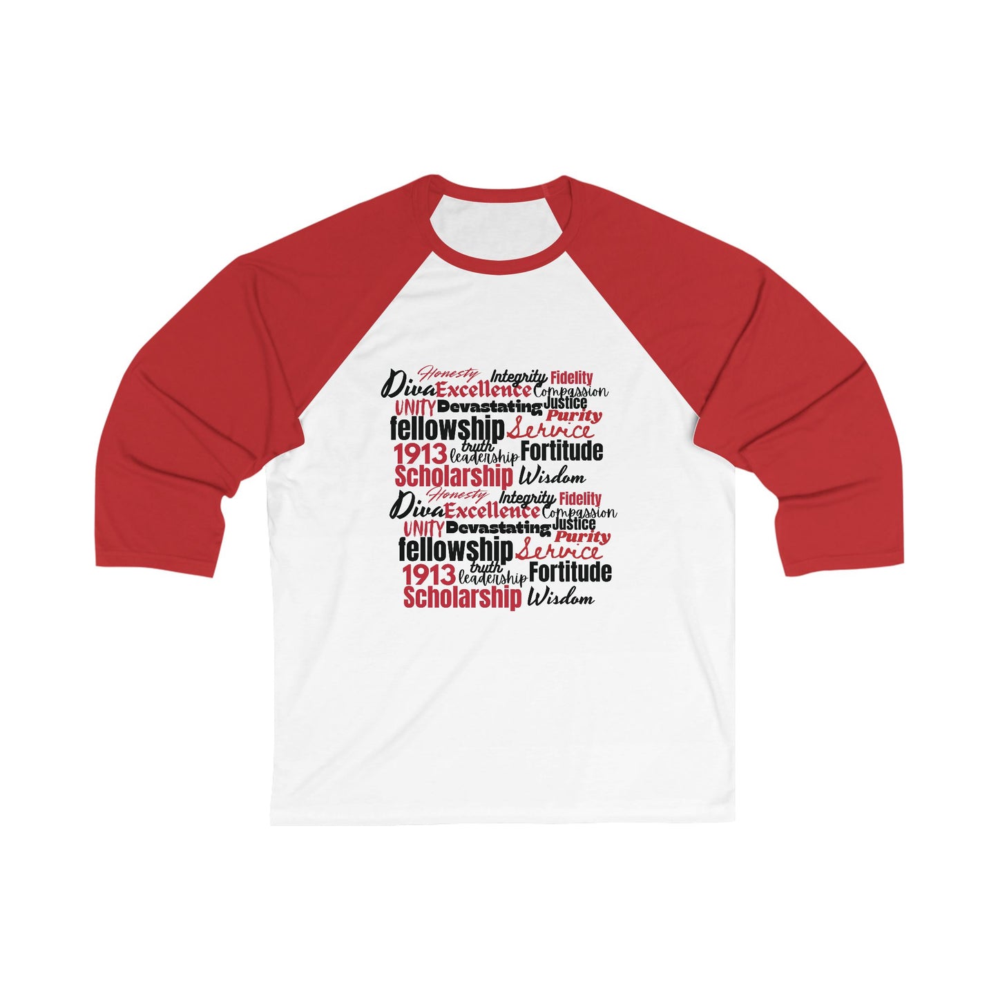 Divine Ladies Baseball Tee — Sorority Word Cloud Graphic | FirstGen Designs