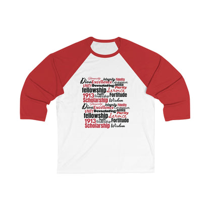 Divine Ladies Baseball Tee — Sorority Word Cloud Graphic | FirstGen Designs