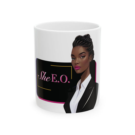 Empowered SheEO Ceramic Mug, Feminist Coffee Cup, Girl Boss Tea Mug, Empowerment Boss Lady Gift, Women Entrepreneurs Office Decor