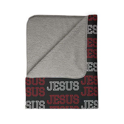 Christian Apparel Sherpa Blanket – Jesus Pattern Cozy Christian Throw | FirstGen Designs