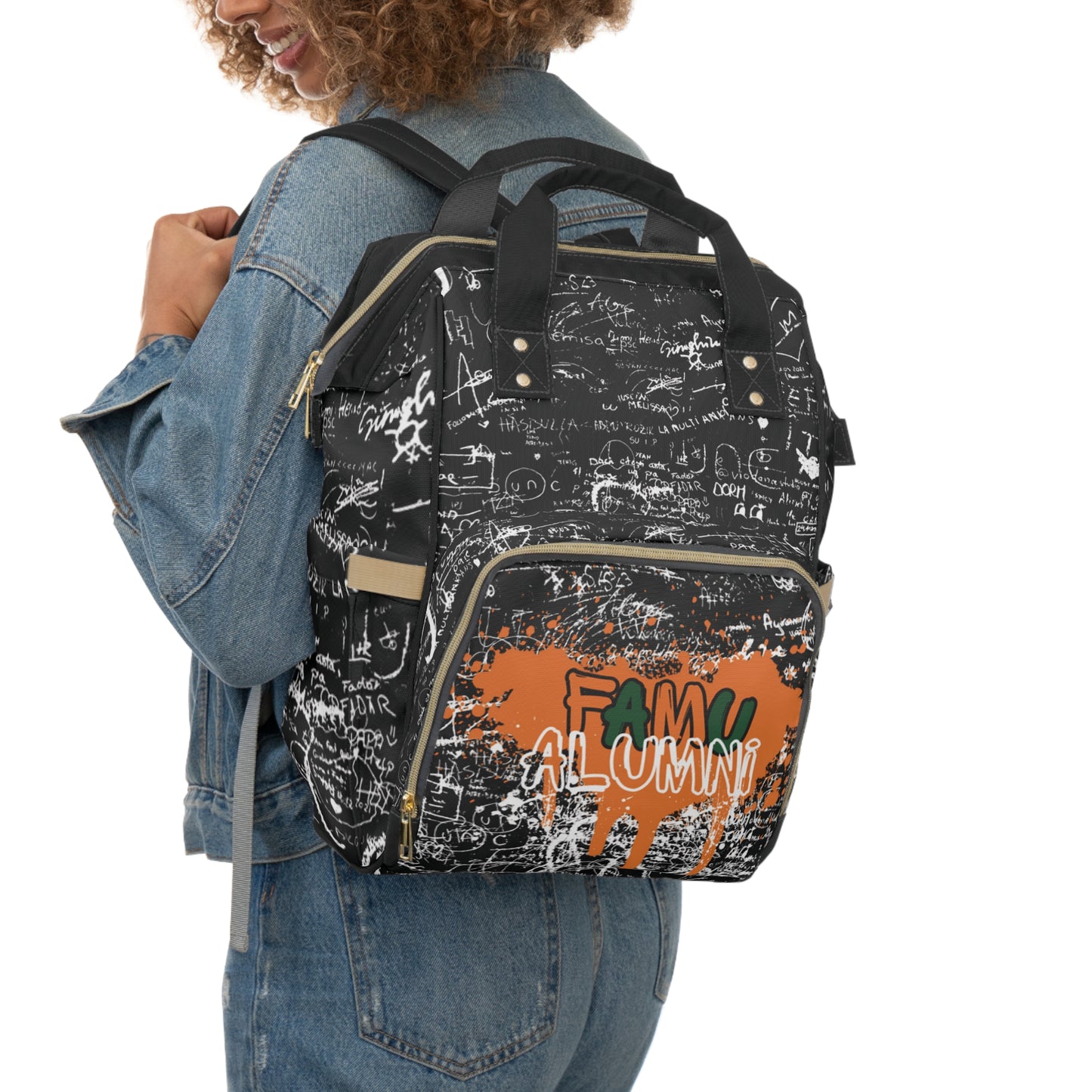 Alumni Multifunctional Diaper Backpack for Alumni Parents, Baby Bag, Travel Backpack, Black and White Daypack, Back to School Essentials
