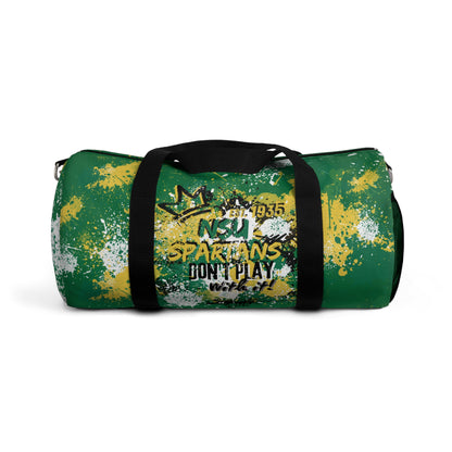 NSU Green Graffiti Duffel, Sprayed Art Cool Urban Travel Gym Overnight Bag, Hipster Street Style Accessories, Unique Custom Hand Painted