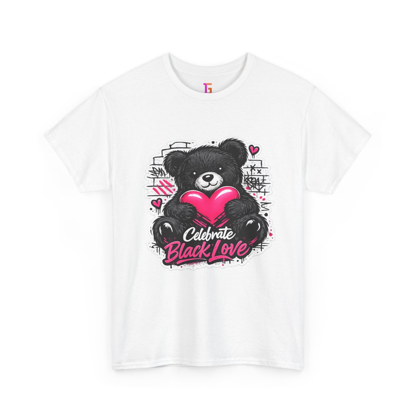 2 Love In Black T-Shirt — Celebrate Black Love Teddy Heart Graphic Tee | FirstGen Designs