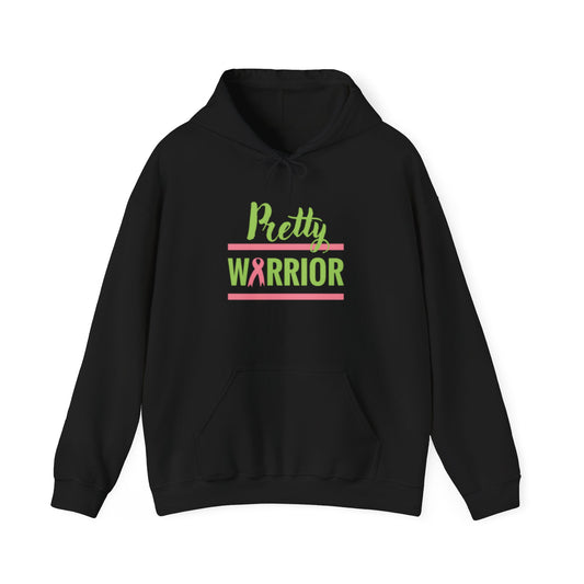 Pretty Warrior Hooded Sweatshirt | Sweatshirt for Cancer Awareness, Gifts for Her, Breast Cancer Support, Cozy Hoodie, Motivational Apparel