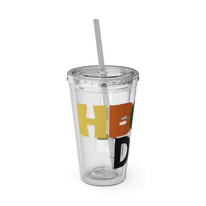 HBCU Dad Sunsplash Tumbler: Colorful Travel Cup, BPA-Free, Perfect for Summer Drinks, Gift for Friends, Eco-Friendly, Party Favor