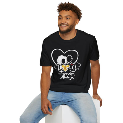 2 Love In Black Tee — Couple Heart Illustration ‘Forever, Always’ T-Shirt | FirstGen Designs