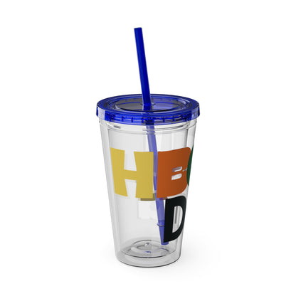 HBCU Dad Sunsplash Tumbler: Colorful Travel Cup, BPA-Free, Perfect for Summer Drinks, Gift for Friends, Eco-Friendly, Party Favor
