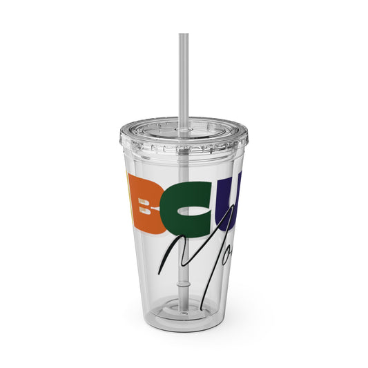 HBCU Mom Sunsplash Tumbler: Colorful Travel Cup, BPA-Free, Perfect for Summer Drinks, Gift for Friends, Eco-Friendly, Party Favor