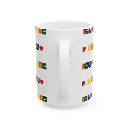 HBCU Love Ceramic Mug, Colorful Graduation Gift, Coffee Cup for Students, Educational Pride Mug, Diverse Community Mug