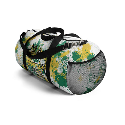 NSU White Graffiti Duffel, Sprayed Art Cool Urban Travel Gym Overnight Bag, Hipster Street Style Accessories, Unique Custom Hand Painted