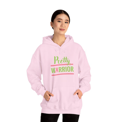 Pretty Warrior Hooded Sweatshirt | Sweatshirt for Cancer Awareness, Gifts for Her, Breast Cancer Support, Cozy Hoodie, Motivational Apparel
