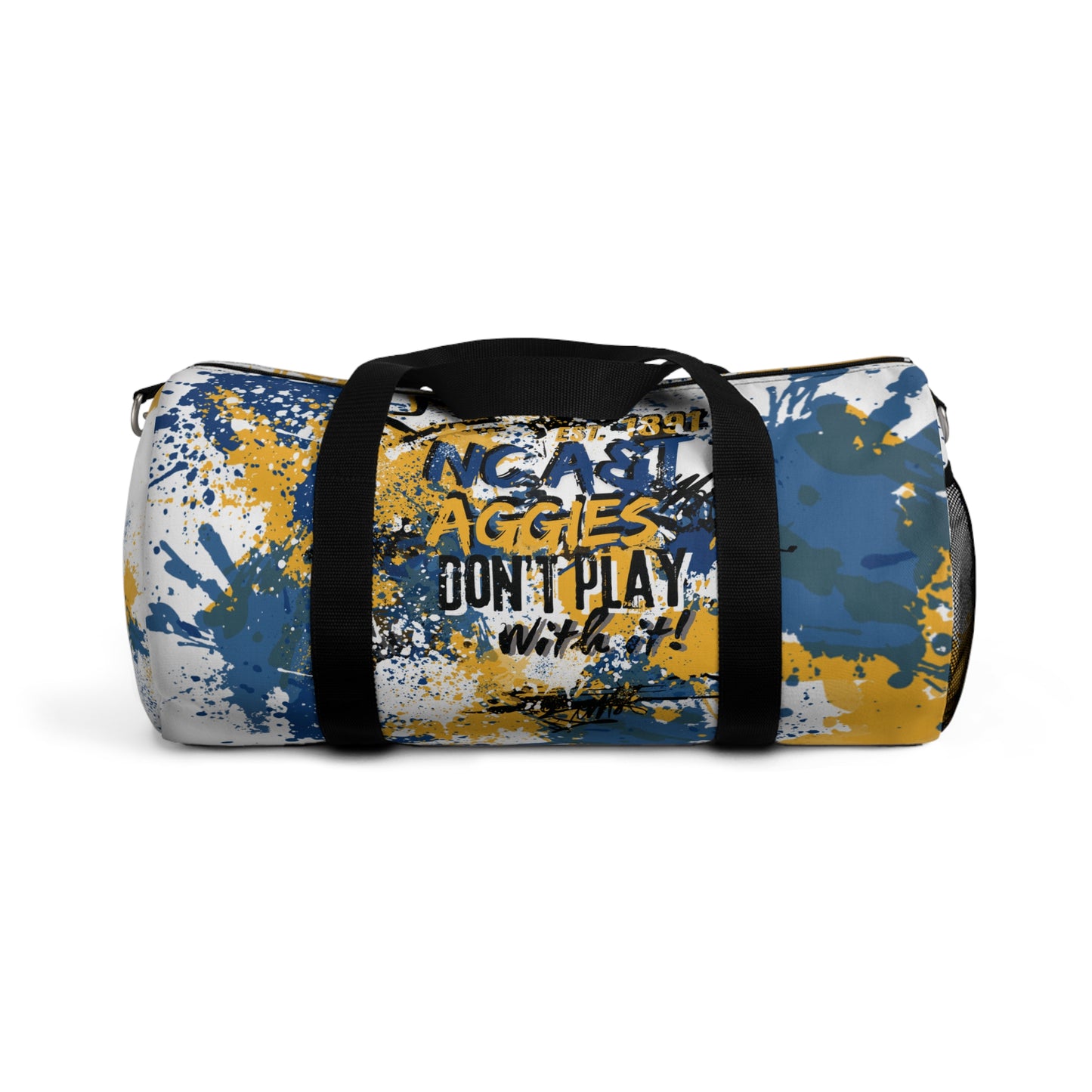 Rep Your HBCU Duffel Bag – NC AT Graffiti Art White Travel Bag | FirstGen Designs