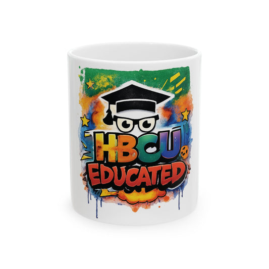 HBCU Educated Ceramic Mug, Colorful Graduation Gift, Coffee Cup for Students, Educational Pride Mug, Diverse Community Mug