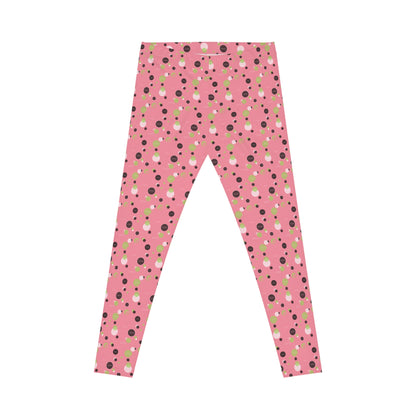 Soror Polka Dot Leggings, Women's Leggings, Casual Pants, Pink and Green Leggings, Bold Patterned Tights
