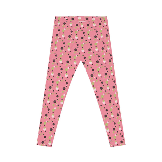 Soror Polka Dot Leggings, Women's Leggings, Casual Pants, Pink and Green Leggings, Bold Patterned Tights