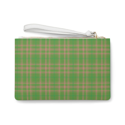 Preppy Plaid Clutch Bag, Pink Green Tartan Purse, Stylish Handbag, Trendy Clutch, Fashion Accessory