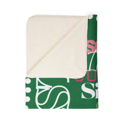 Divine Ladies Sherpa Fleece Blanket Green – Ivy Pearls Sisterhood Design | FirstGen Designs