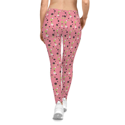 Soror Polka Dot Leggings, Women's Leggings, Casual Pants, Pink and Green Leggings, Bold Patterned Tights