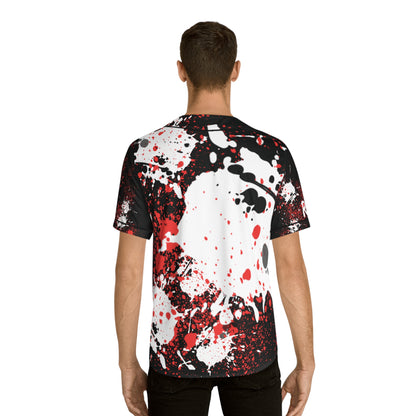Bold Graphic Men's Baseball Jersey Blk, Sporty Apparel, Casual Wear, Unique Gift for Baseball Fans, Streetwear Style