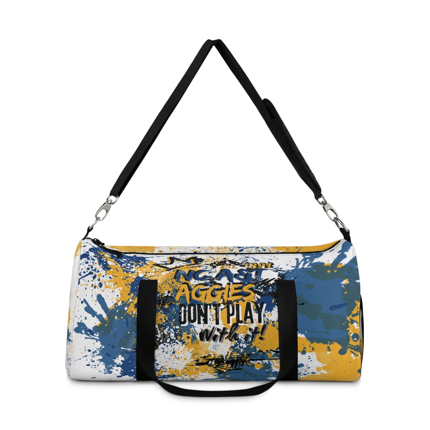 Rep Your HBCU Duffel Bag – NC AT Graffiti Art White Travel Bag | FirstGen Designs