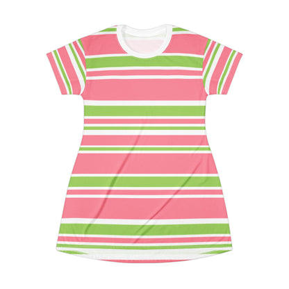 Stylish Blank Striped T-Shirt Dress for Casual Outings | Perfect for Summer, Sports Events, Parties, Gifts