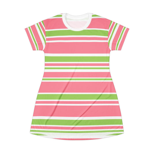 Stylish Blank Striped T-Shirt Dress for Casual Outings | Perfect for Summer, Sports Events, Parties, Gifts